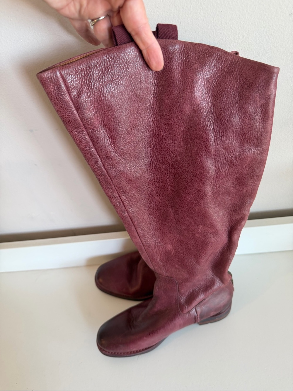 Franco Sarto Tall Leather Boots in Rust